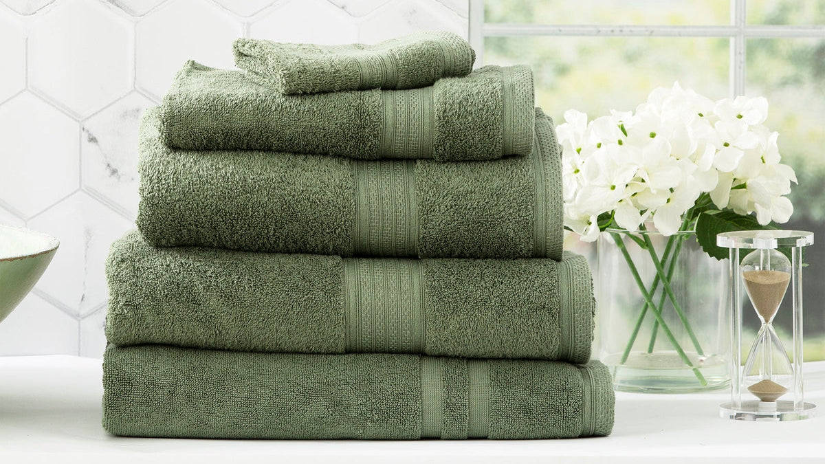 Renee Taylor Stella 650 GSM Bamboo Cotton Bath Towel Set - Jade (2 to 14 Piece Packs)