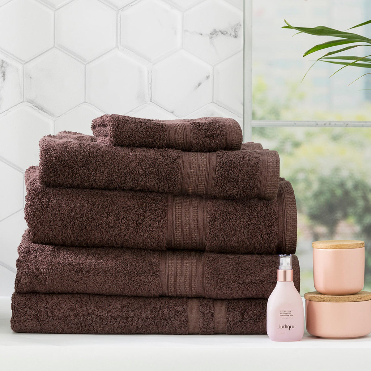 Renee Taylor Stella 650 GSM Bamboo Cotton Towels - Cocoa (Bath, Hand & Face Towel/Bath Sheet & Bath Mat)