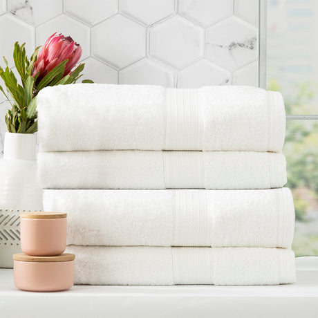Renee Taylor Stella 650 GSM Bamboo Cotton Bath Towel Set - White (2 to 14 Piece Packs)
