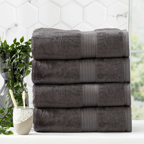 Renee Taylor Stella 650 GSM Bamboo Cotton Bath Towel Set - Charcoal (2 to 14 Piece Packs)