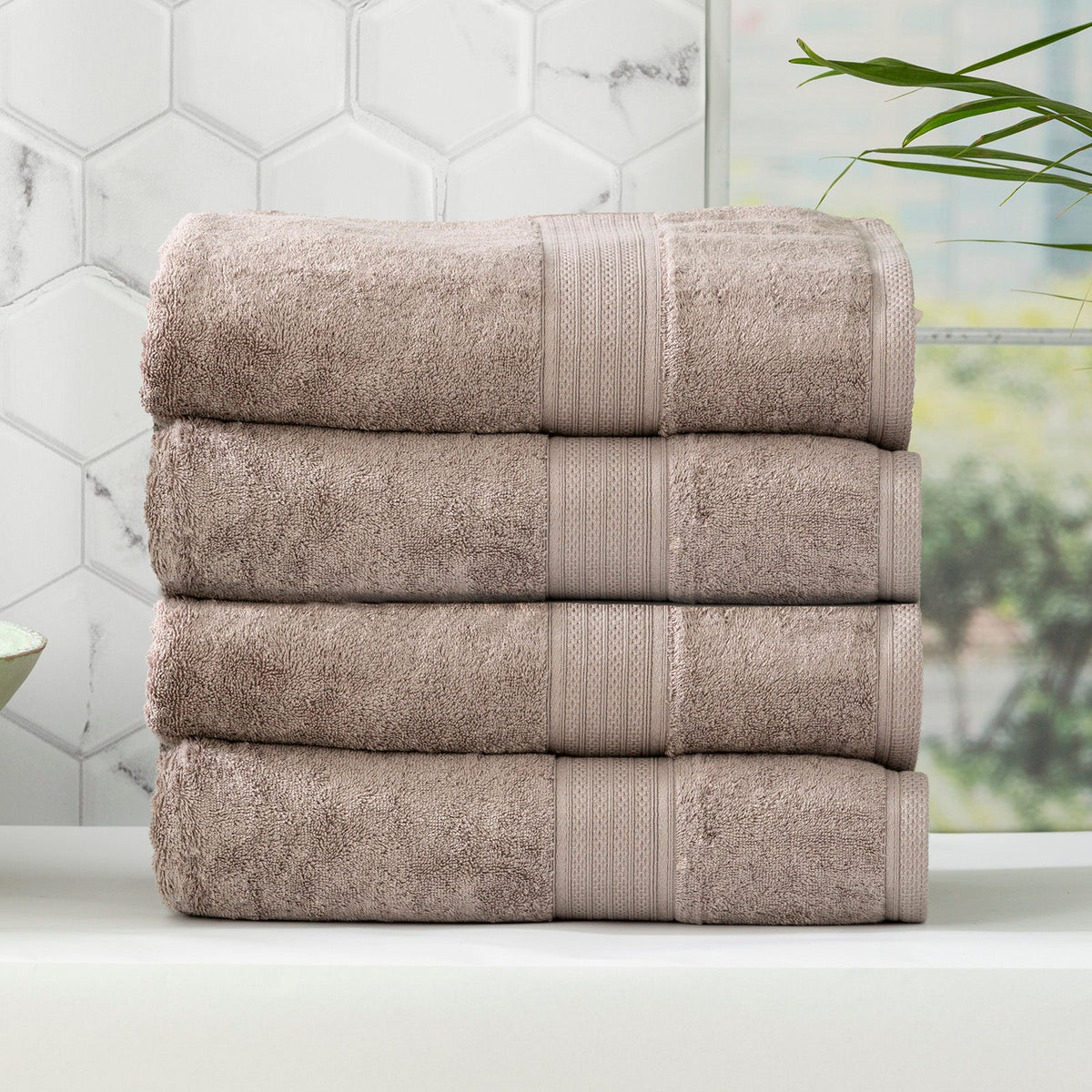 Renee Taylor Stella 650 GSM Bamboo Cotton Bath Towel Set - Pewter (2 to 14 Piece Packs)