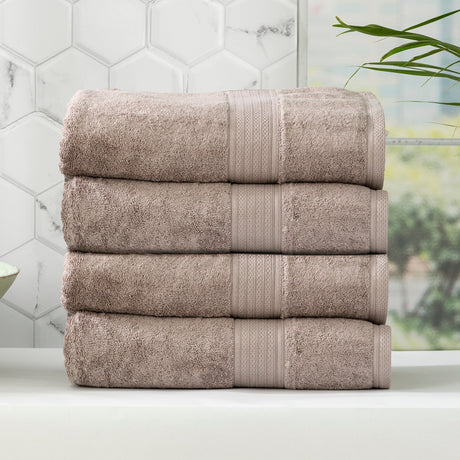 Renee Taylor Stella 650 GSM Bamboo Cotton Bath Towel Set - Pewter (2 to 14 Piece Packs)