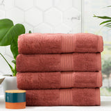 Renee Taylor Stella 650 GSM Bamboo Cotton Bath Towel Set - Brick (2 to 14 Piece Packs)