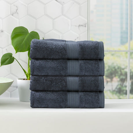 Renee Taylor Stella 650 GSM Bamboo Cotton Bath Towel Set - Indigo (2 to 14 Piece Packs)