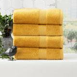 Renee Taylor Stella 650 GSM Bamboo Cotton Bath Towel Set - Mustard (2 to 14 Piece Packs)