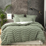 Cloud Linen Wave Vintage Washed Tufted Cotton Chenille Quilt Cover Set - Sage