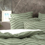 Cloud Linen Wave Vintage Washed Tufted Cotton Chenille Quilt Cover Set - Sage