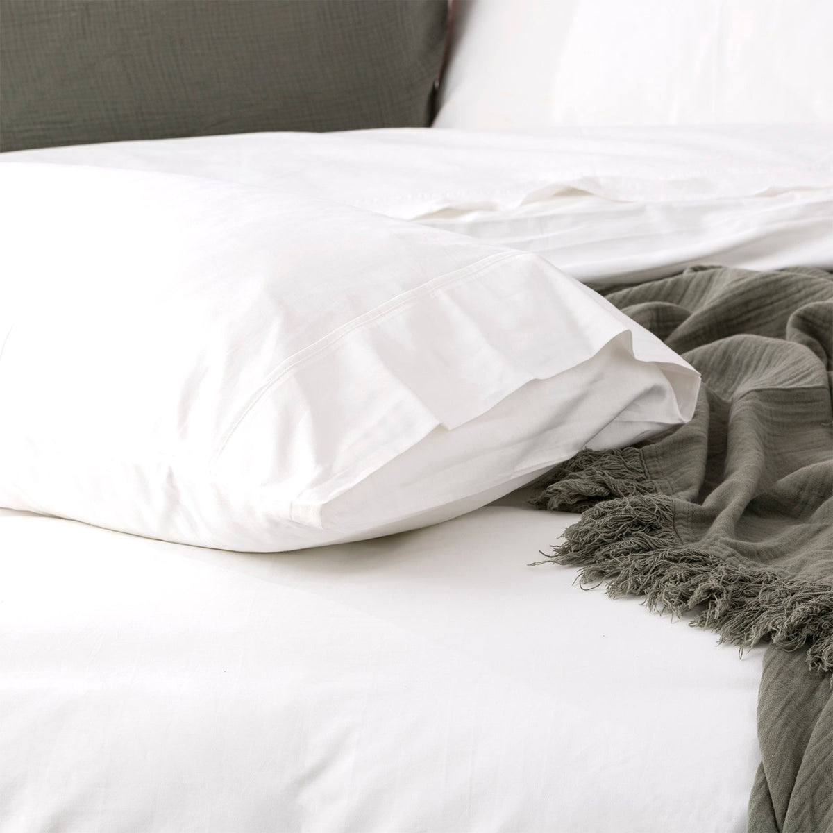 Park Avenue 500TC Natural Bamboo Cotton Quilt Cover Set - White (Anti-Wrinkle Satin Finish)