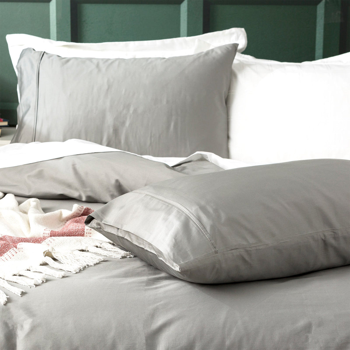 Park Avenue 500TC Natural Bamboo Cotton Quilt Cover Set - Charcoal (Anti-Wrinkle Satin Finish)