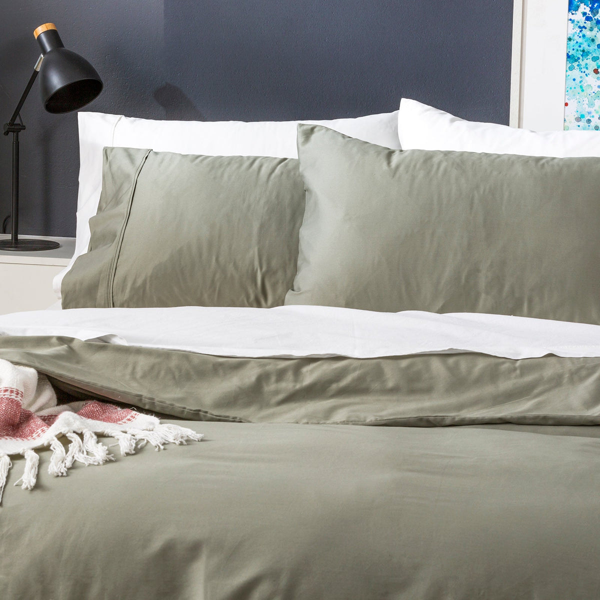 Park Avenue 500TC Natural Bamboo Cotton Quilt Cover Set - Jade (Anti-Wrinkle Satin Finish)