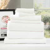 Renee Taylor Cobblestone 650 GSM Ribbed Cotton Bath Towel Set - White (2 to 14 Piece Packs)