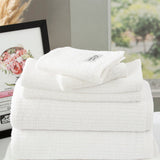 Renee Taylor Cobblestone 650 GSM Ribbed Cotton Towels - White (Bath, Hand & Face Towel/Bath Sheet & Bath Mat)