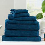 Renee Taylor Cobblestone 650 GSM Ribbed Cotton Bath Towel Set - Ink (2 to 14 Piece Packs)