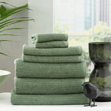 Renee Taylor Cobblestone 650 GSM Ribbed Cotton Bath Towel Set - Sage (2 to 14 Piece Packs)