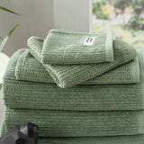 Renee Taylor Cobblestone 650 GSM Ribbed Cotton Towels - Sage (Bath, Hand & Face Towel/Bath Sheet & Bath Mat)