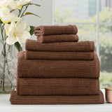 Renee Taylor Cobblestone 650 GSM Ribbed Cotton Bath Towel Set - Toffee (2 to 14 Piece Packs)