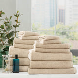 Renee Taylor Cobblestone 650 GSM Ribbed Cotton Bath Towel Set - Stone (2 to 14 Piece Packs)