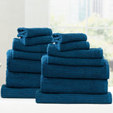 Renee Taylor Cobblestone 650 GSM Ribbed Cotton Bath Towel Set - Ink (2 to 14 Piece Packs)