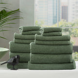Renee Taylor Cobblestone 650 GSM Ribbed Cotton Bath Towel Set - Sage (2 to 14 Piece Packs)