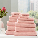 Renee Taylor Cobblestone 650 GSM Ribbed Cotton Bath Towel Set - Blush (2 to 14 Piece Packs)