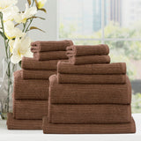 Renee Taylor Cobblestone 650 GSM Ribbed Cotton Bath Towel Set - Toffee (2 to 14 Piece Packs)