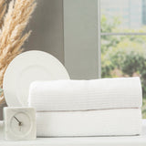 Renee Taylor Cobblestone 650 GSM Ribbed Cotton Bath Towel Set - White (2 to 14 Piece Packs)