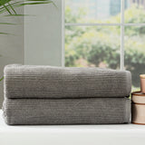 Renee Taylor Cobblestone 650 GSM Ribbed Cotton Bath Towel Set - Platinum (2 to 14 Piece Packs)