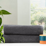 Renee Taylor Cobblestone 650 GSM Ribbed Cotton Bath Towel Set - Granite (2 to 14 Piece Packs)