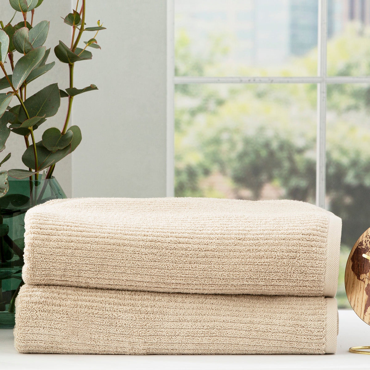 Renee Taylor Cobblestone 650 GSM Ribbed Cotton Bath Towel Set - Stone (2 to 14 Piece Packs)
