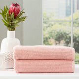 Renee Taylor Cobblestone 650 GSM Ribbed Cotton Bath Towel Set - Blush (2 to 14 Piece Packs)