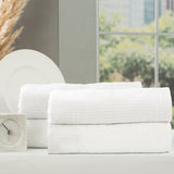 Renee Taylor Cobblestone 650 GSM Ribbed Cotton Bath Towel Set - White (2 to 14 Piece Packs)
