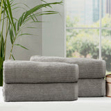 Renee Taylor Cobblestone 650 GSM Ribbed Cotton Bath Towel Set - Platinum (2 to 14 Piece Packs)