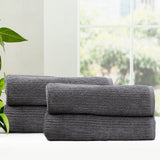 Renee Taylor Cobblestone 650 GSM Ribbed Cotton Bath Towel Set - Granite (2 to 14 Piece Packs)