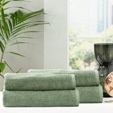 Renee Taylor Cobblestone 650 GSM Ribbed Cotton Bath Towel Set - Sage (2 to 14 Piece Packs)