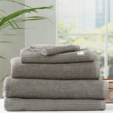 Renee Taylor Cobblestone 650 GSM Ribbed Cotton Bath Towel Set - Platinum (2 to 14 Piece Packs)