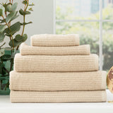 Renee Taylor Cobblestone 650 GSM Ribbed Cotton Towels - Stone (Bath, Hand & Face Towel/Bath Sheet & Bath Mat)