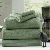 Renee Taylor Cobblestone 650 GSM Ribbed Cotton Towels - Sage (Bath, Hand & Face Towel/Bath Sheet & Bath Mat)