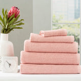 Renee Taylor Cobblestone 650 GSM Ribbed Cotton Towels - Blush (Bath, Hand & Face Towel/Bath Sheet & Bath Mat)