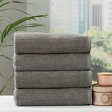 Renee Taylor Cobblestone 650 GSM Ribbed Cotton Bath Towel Set - Platinum (2 to 14 Piece Packs)