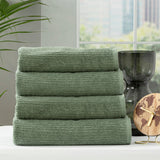Renee Taylor Cobblestone 650 GSM Ribbed Cotton Bath Towel Set - Sage (2 to 14 Piece Packs)