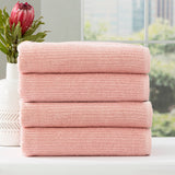 Renee Taylor Cobblestone 650 GSM Ribbed Cotton Bath Towel Set - Blush (2 to 14 Piece Packs)