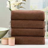 Renee Taylor Cobblestone 650 GSM Ribbed Cotton Bath Towel Set - Toffee (2 to 14 Piece Packs)