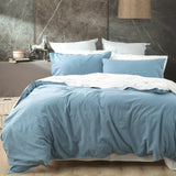 Renee Taylor Essentials Vintage Stonewashed Cotton Reversible Quilt Cover Set - Blue (OEKO-TEX Certified)