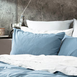Renee Taylor Essentials Vintage Stonewashed Cotton Reversible Quilt Cover Set - Blue (OEKO-TEX Certified)