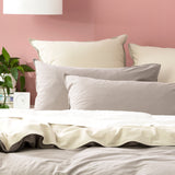 Renee Taylor Essentials Vintage Stonewashed Cotton Reversible Quilt Cover Set - Charcoal (OEKO-TEX Certified)