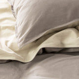 Renee Taylor Essentials Vintage Stonewashed Cotton Reversible Quilt Cover Set - Charcoal (OEKO-TEX Certified)