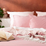 Renee Taylor Essentials Vintage Stonewashed Cotton Reversible Quilt Cover Set - Rose (OEKO-TEX Certified)