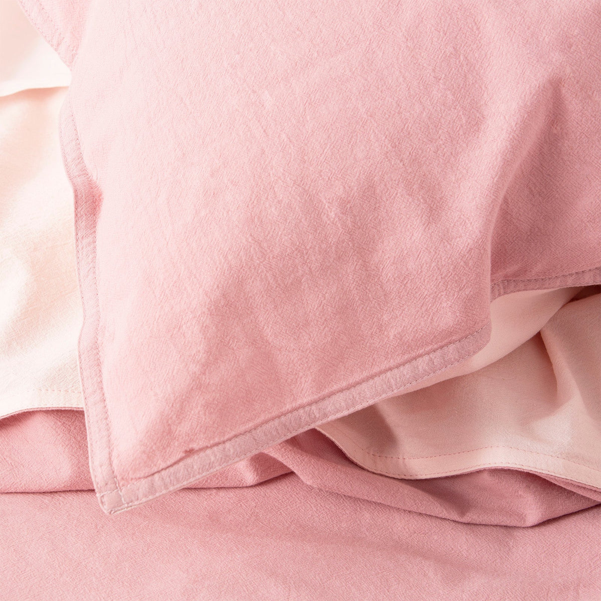 Renee Taylor Essentials Vintage Stonewashed Cotton Reversible Quilt Cover Set - Rose (OEKO-TEX Certified)