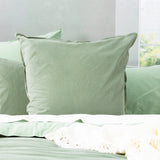 Renee Taylor Essentials Vintage Stonewashed Cotton Reversible Quilt Cover Set - Juniper (OEKO-TEX Certified)