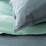 Renee Taylor Essentials Vintage Stonewashed Cotton Reversible Quilt Cover Set - Mineral (OEKO-TEX Certified)